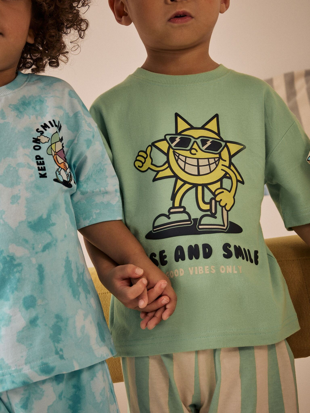 Пижама для мальчика Next AJ0-526, 3 шт., Голубой, Салатовый, Бежевый