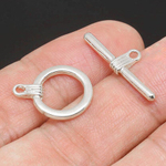 Замок-тоггл (Юж.Корея), цвет серебро, размер 15+26 мм, цена за 1 шт