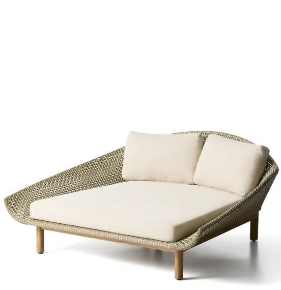 Уличная кровать Olbia из искусственного ротанга и массива тикового дерева