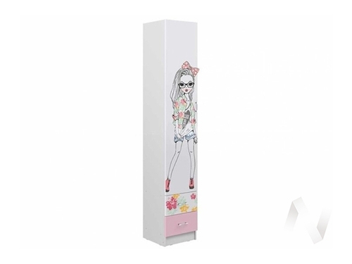 Пенал закрытый Детская Вега ЛДСП FASHION (белый/белый; розовый)