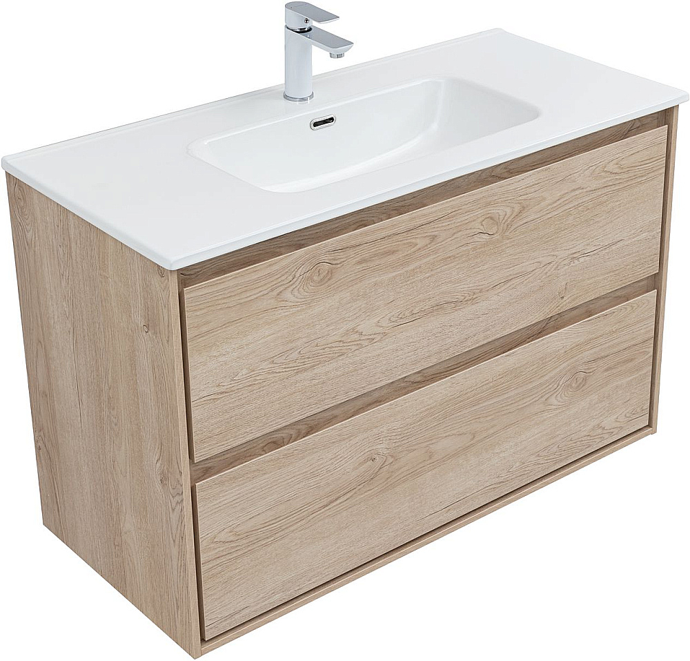 Тумба с раковиной Aquanet Милан 336385/330426 100 дуб светлый