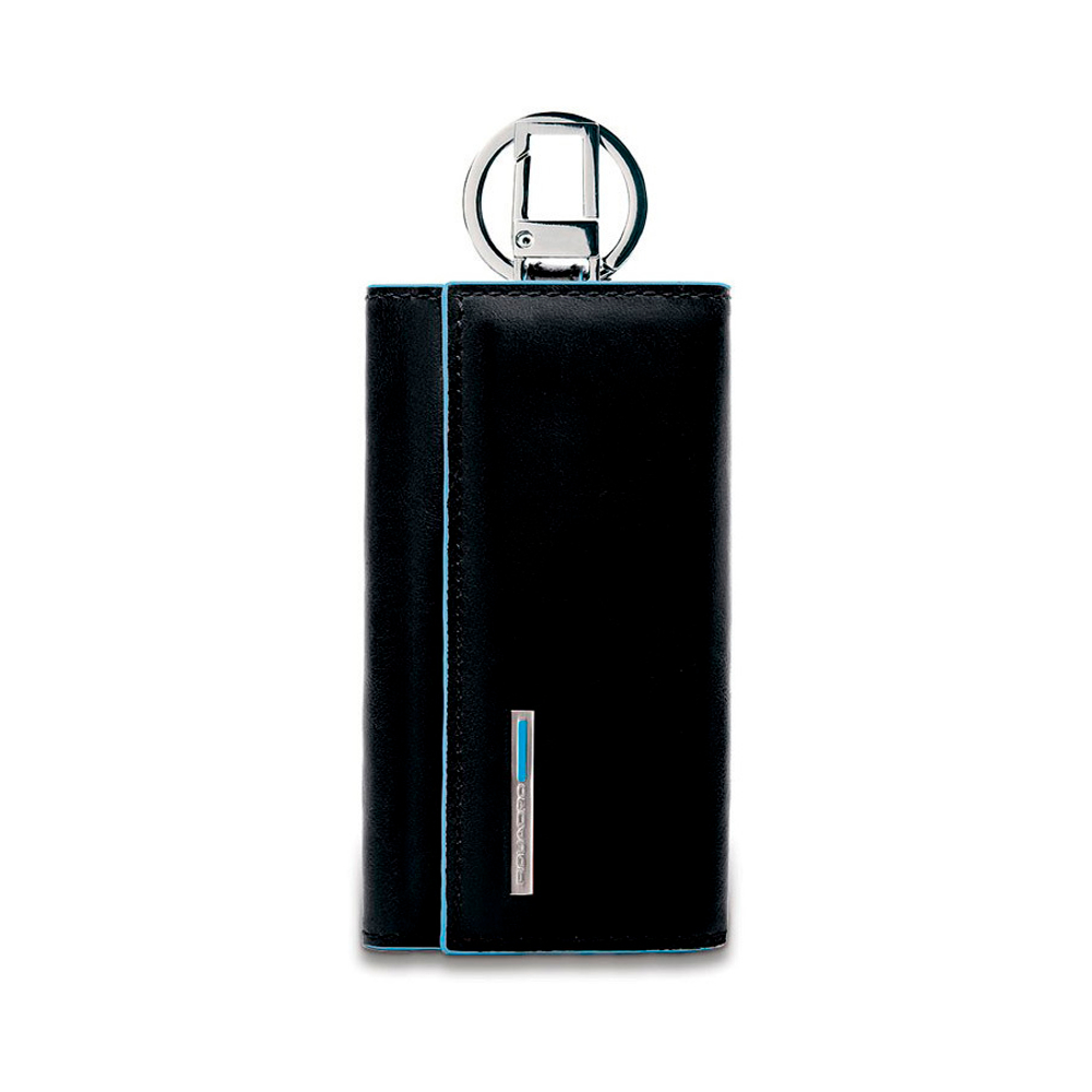 Ключница Piquadro Blue Square, черная, 6х12х2 см