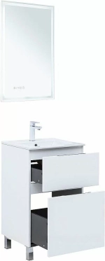 Тумба с раковиной Aquanet Алвита new 50 344131+329252 белая матовая
