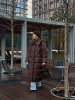 Пуховик Сахалин макси шоколад