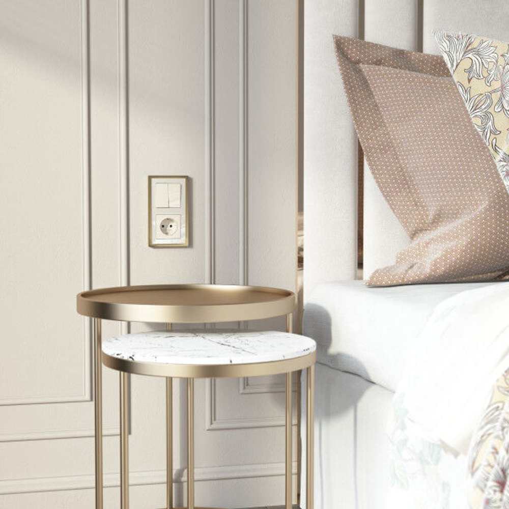 Выключатель двухклавишный проходной (айвори акрил) W1122043