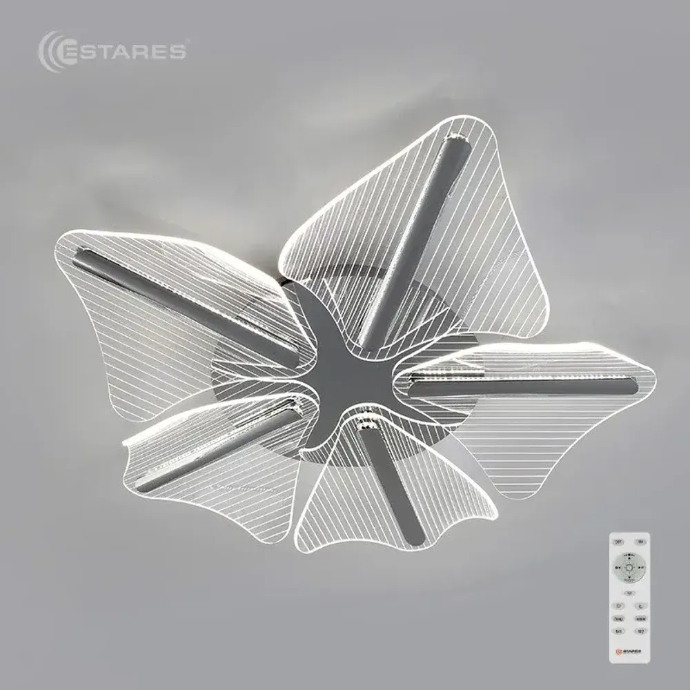 Управляемая светодиодная люстра LORELEA 60W R-RC-600x107-CHROME/CLEAR-220-IP20