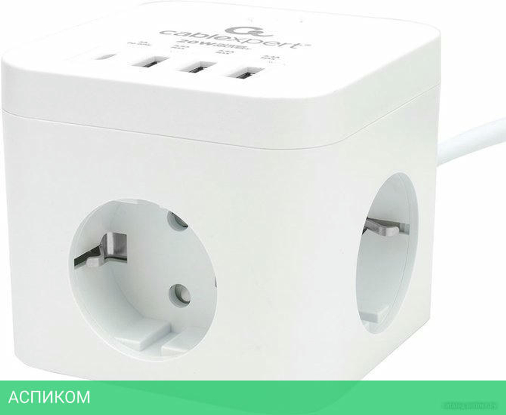 Сетевой фильтр Cablexpert Cube CUBE-3-CU3-W-1.5 белый