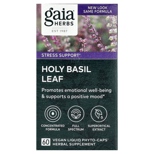 Gaia Herbs, Лист базилика священного, 60 веганских жидких капсул Phyto-Caps®