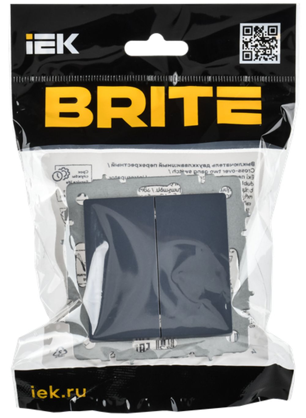BRITE Выключатель 2-клавишный перекрестный 10А ВС10-2-3-БрМ маренго IEK