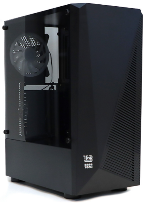 Корпус BaseTech eXtreme GFX-01, Без БП, ATX, RGB, чёрный, 1xRGB FAN, 2xUSB2, 1xUSB3, бок: закалённое стекло