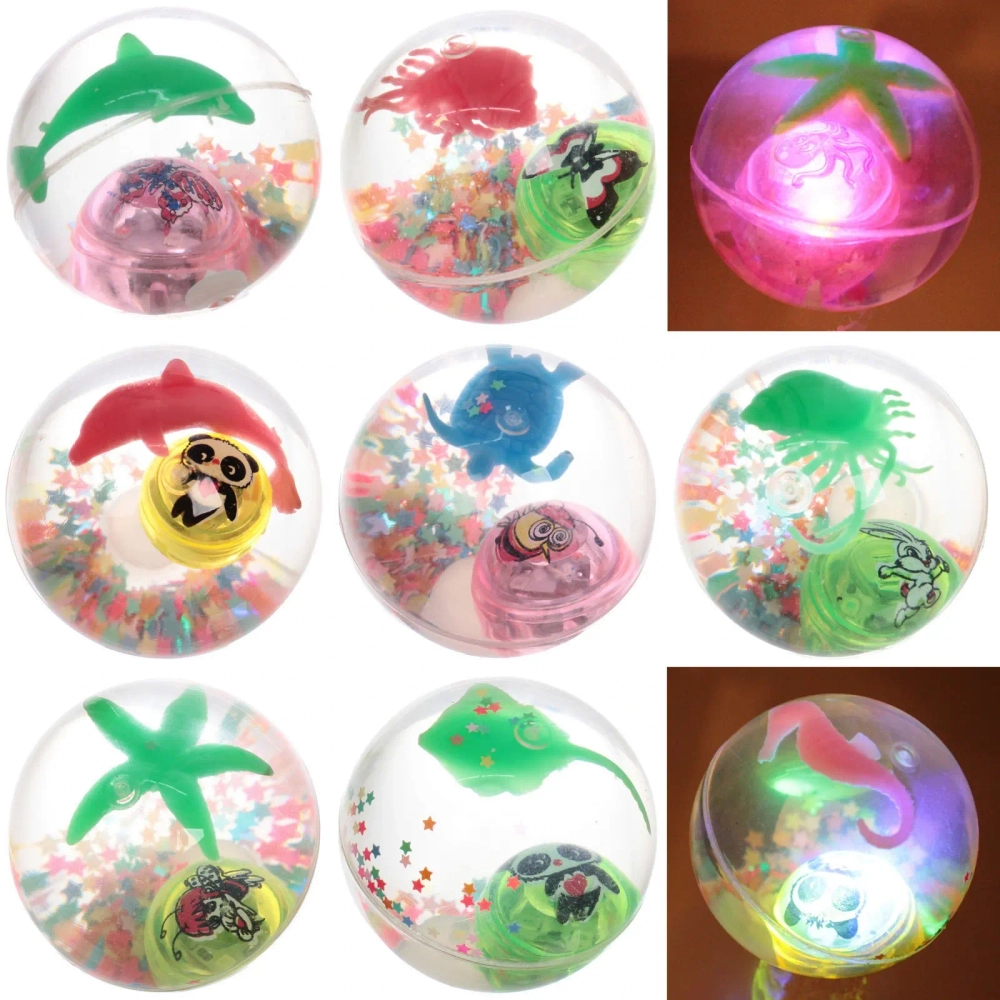 Мяч 6,5 см «Подводный мир» (попрыгун с водой и подсветкой) СТИКЕР НА ВЛОЖЕНИЕ