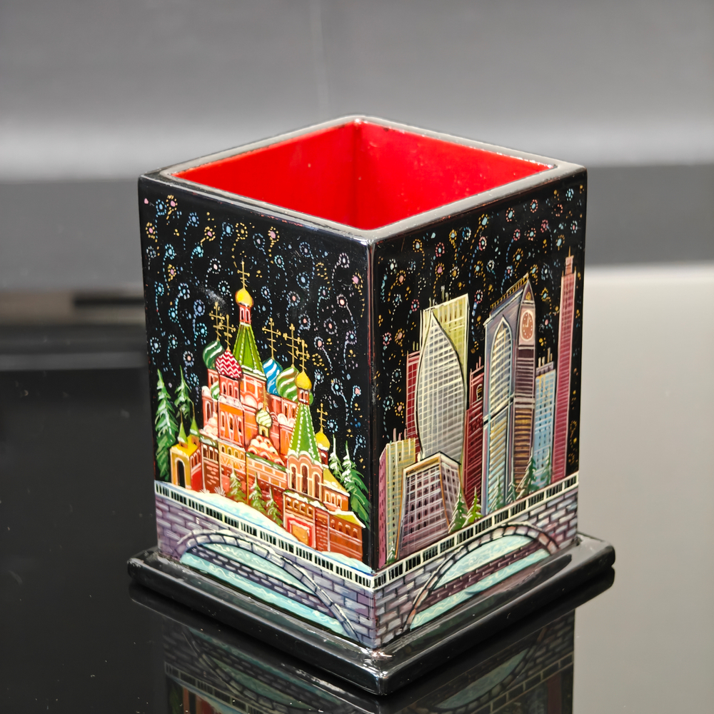 Стакан под ручки и карандаши "Москва" (Ручная роспись Палех)