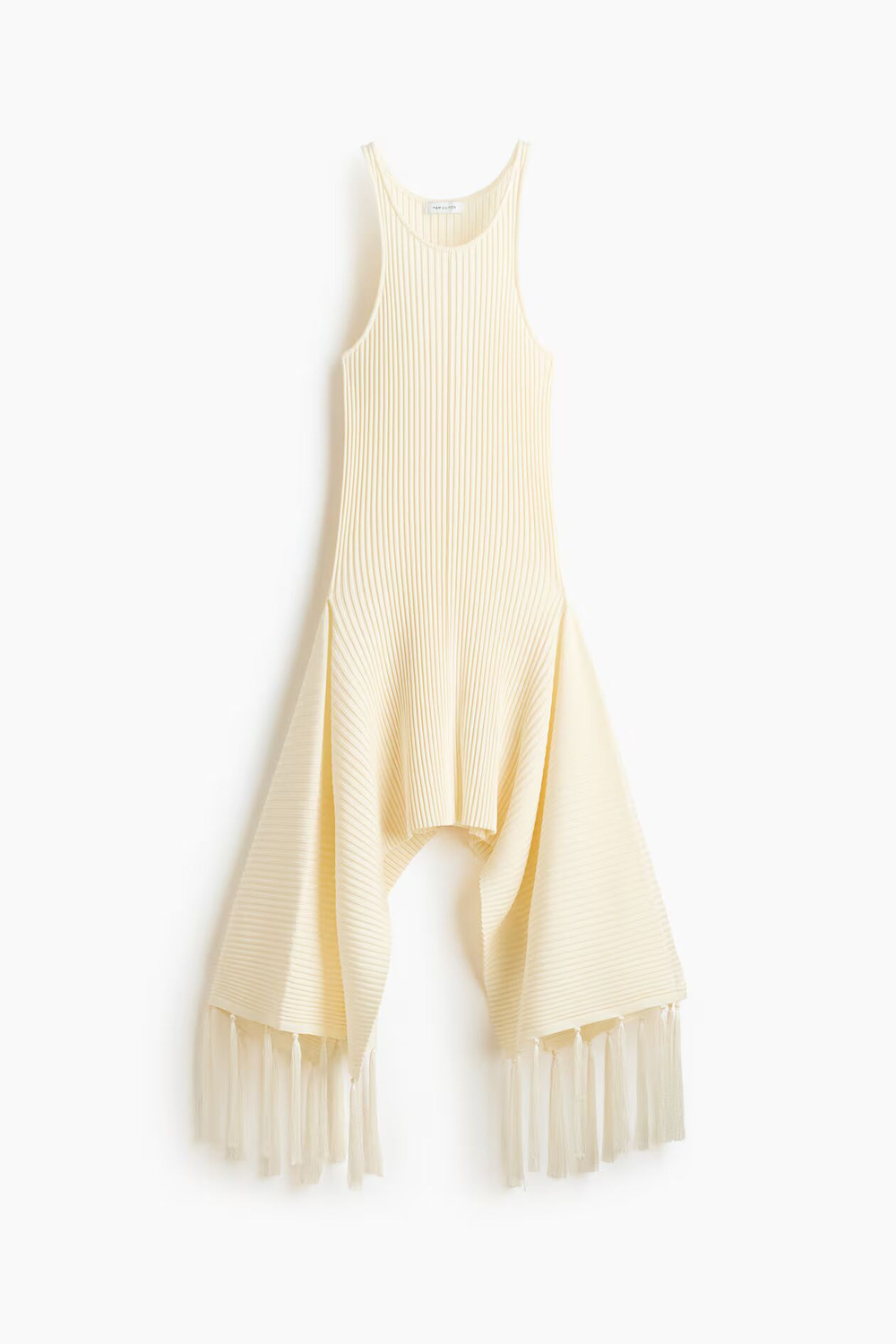 Платье с бахромой и резиновой вязкой - H&M