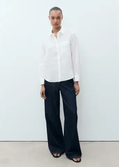 Льняная рубашка с карманом