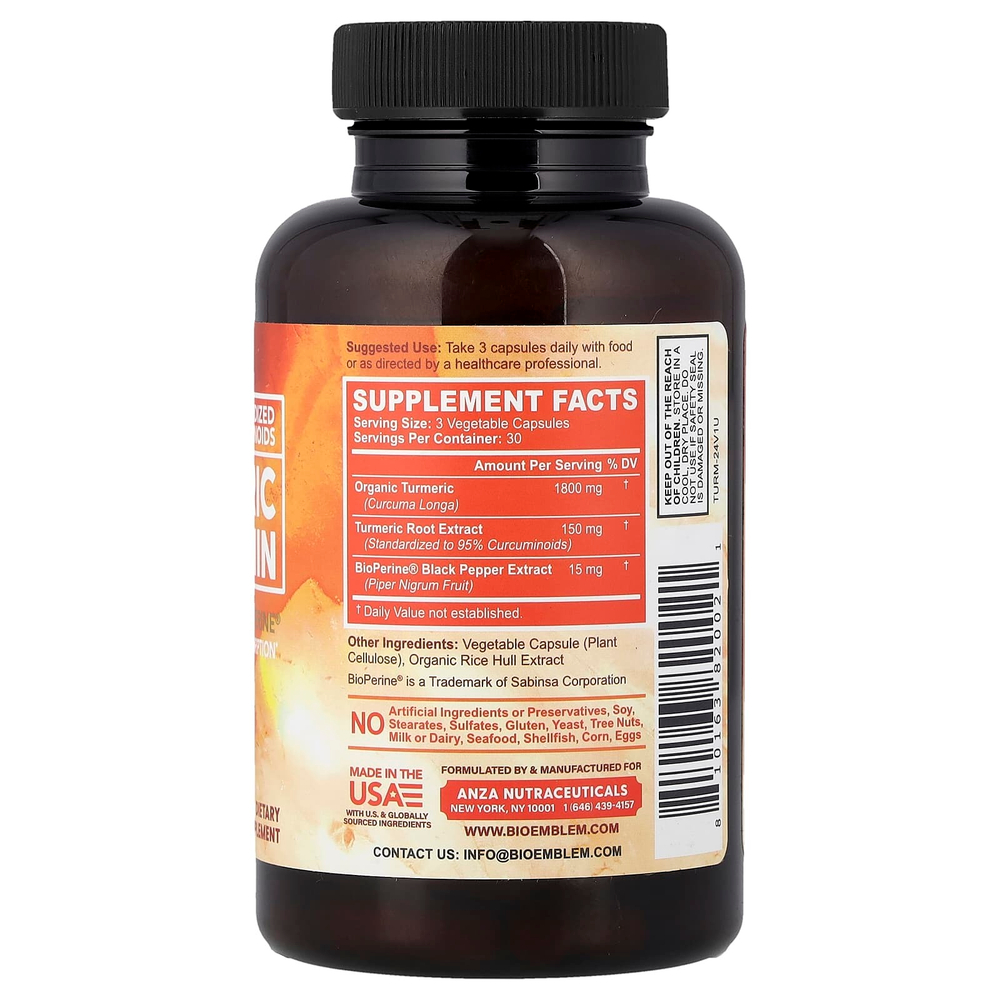 BioEmblem, куркумин из куркумы, 90 растительных капсул