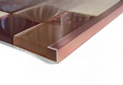 Алюминиевый С-образный окантовочный профиль щиткованный глянец медь LU