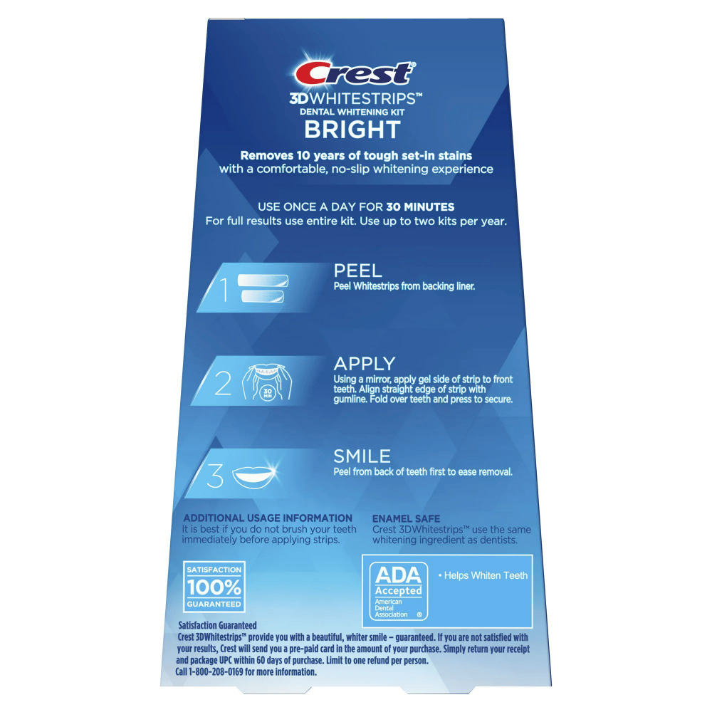 Курс 11 дней | Crest 3D Whitestrips Bright – Отбеливающие полоски для зубов