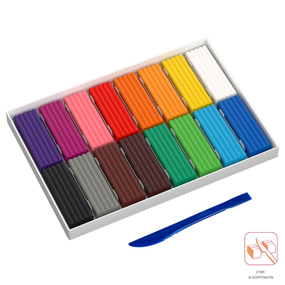 Пластилин 16 цветов Гамма Мультики, 320гр, со стеком, картон.упак.