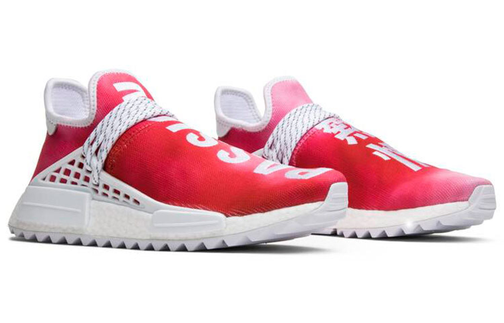 Pharrell Williams x adidas originals NMD Hu Trail Passion China limited passion shock absorption non-slip low-cut life casual shoes for men and women the same style red and white