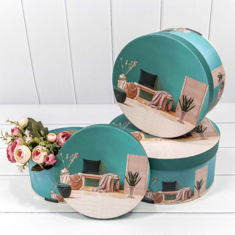 Коробка 25.5х11.5 см Набор 3 шт "Интерьер" (Синий)