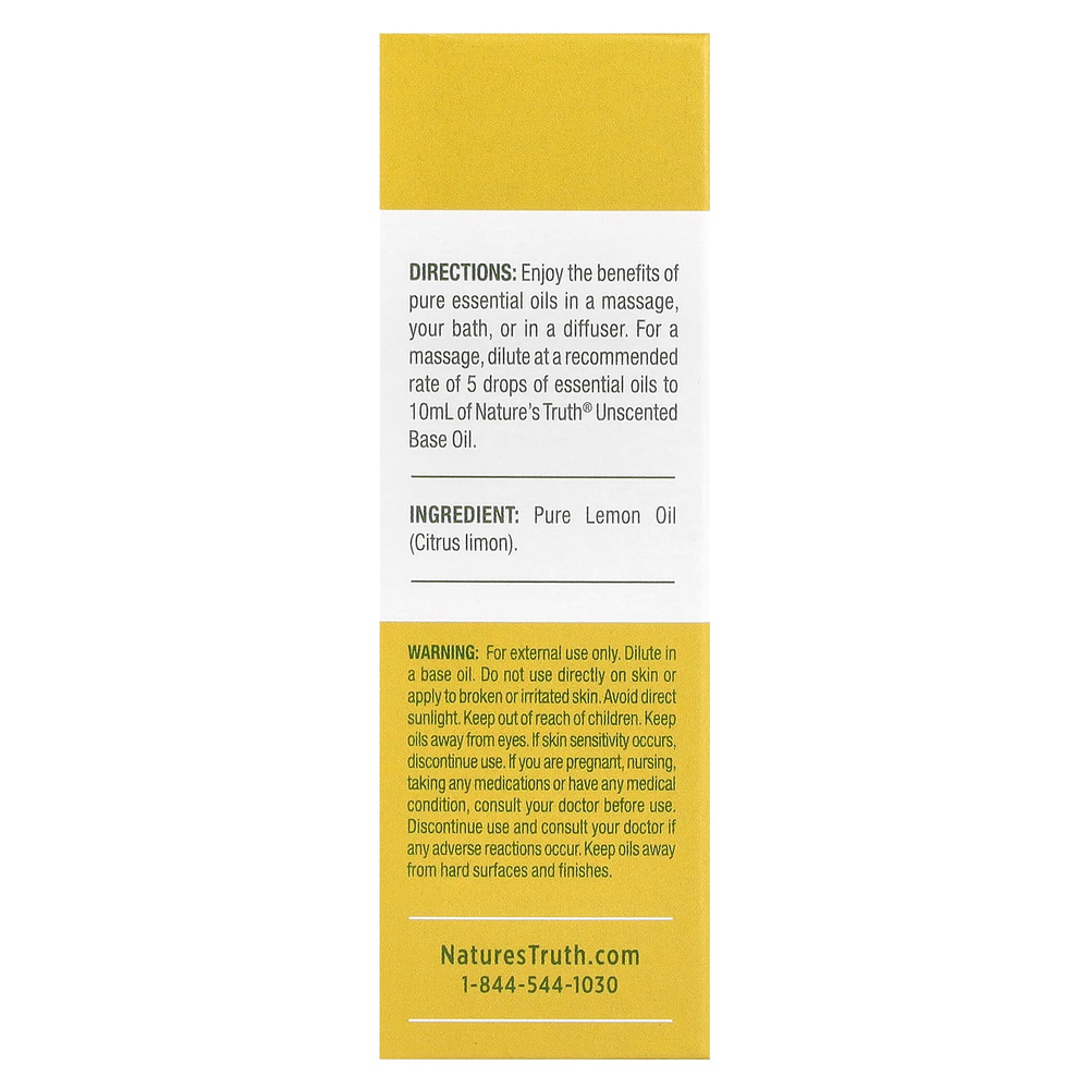 Nature's Truth, Чистое эфирное масло, очищающий лимон, 15 мл (0,51 жидк. унц.)