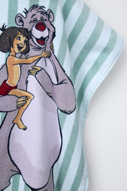 ZARA ПОЛОТЕНЦЕ ПОНЧО В ПОЛОСКУ С ПРИНТОМ THE JUNGLE BOOK © DISNEY, СВЕТЛО-ЗЕЛЕНЫЙ
