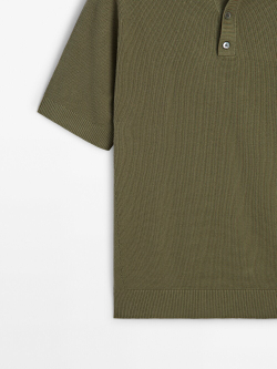 Massimo Dutti Трикотажное поло с короткими рукавами, цвет морской волны