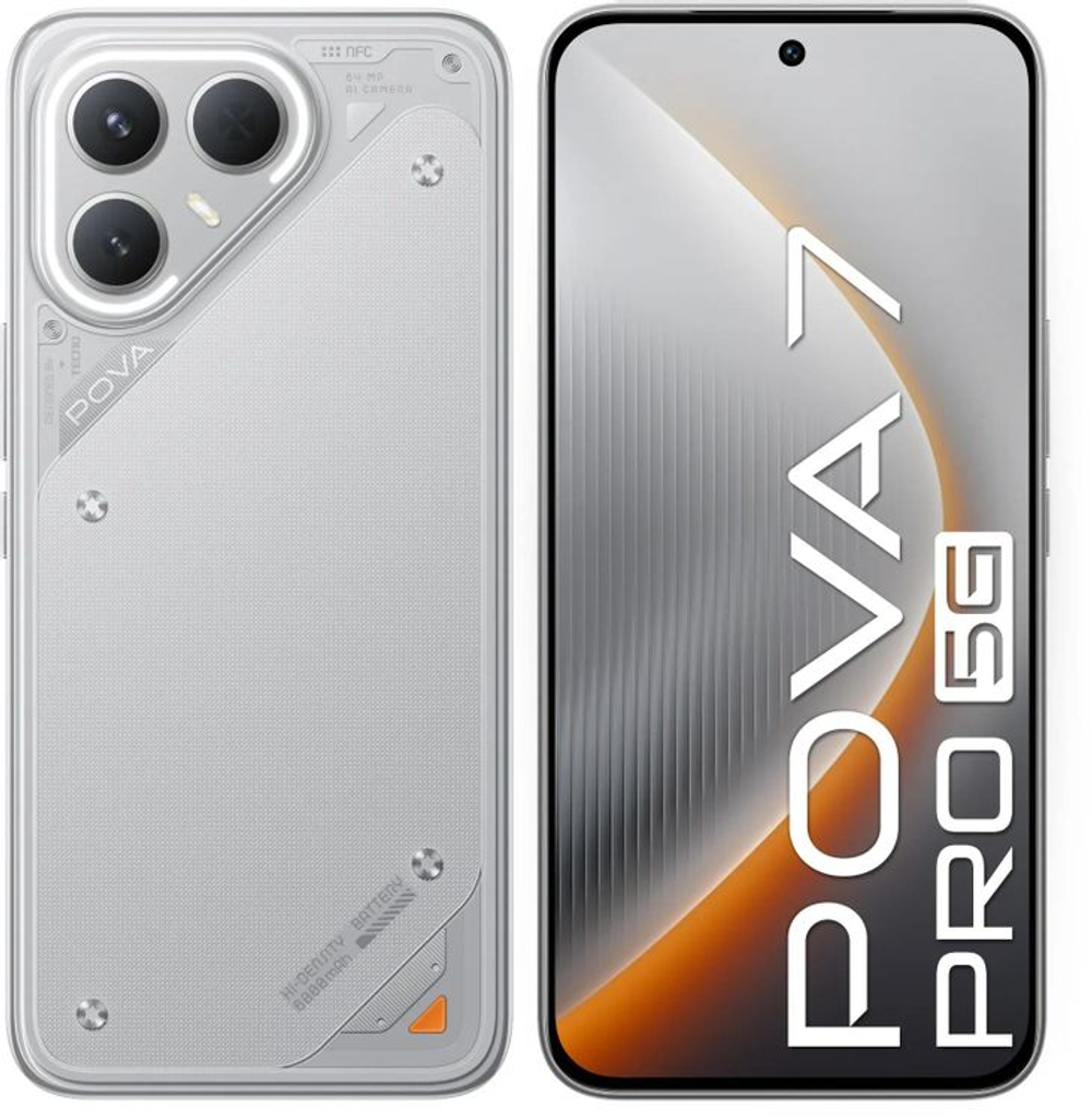6.78" Смартфон TECNO Pova 7 Pro 5G 8/256Gb,  NFC,  OLED,  144Гц,  6000мAч,  серый