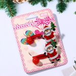 Резинки для волос детские 2шт. «Новогодняя Сказка - Дед Мороз», цвет красный, d-9см