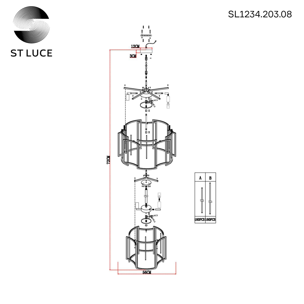 SL1234.203.08 Люстра подвесная ST-Luce Шампань/Прозрачный, Шампань E14 8*60W