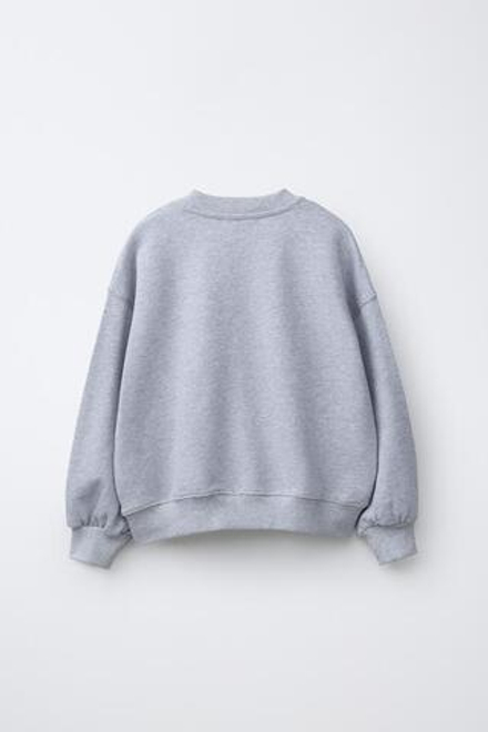 ZARA ТОЛСТОВКА С ПРИНТОМ «TEAM SIX SEVEN», СЕРЫЙ МЕЛАНЖ