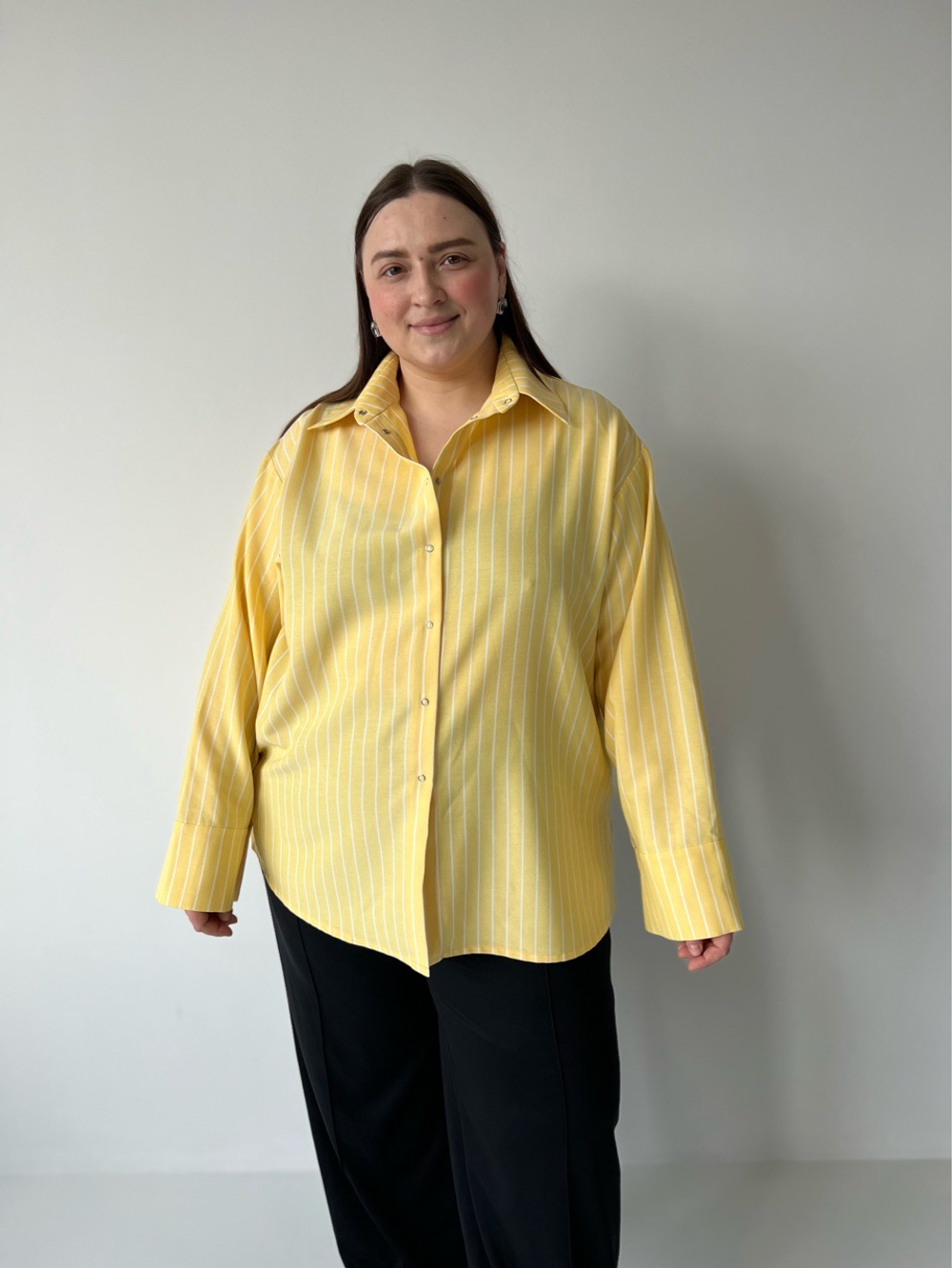Рубашка базовая желтая в полоску