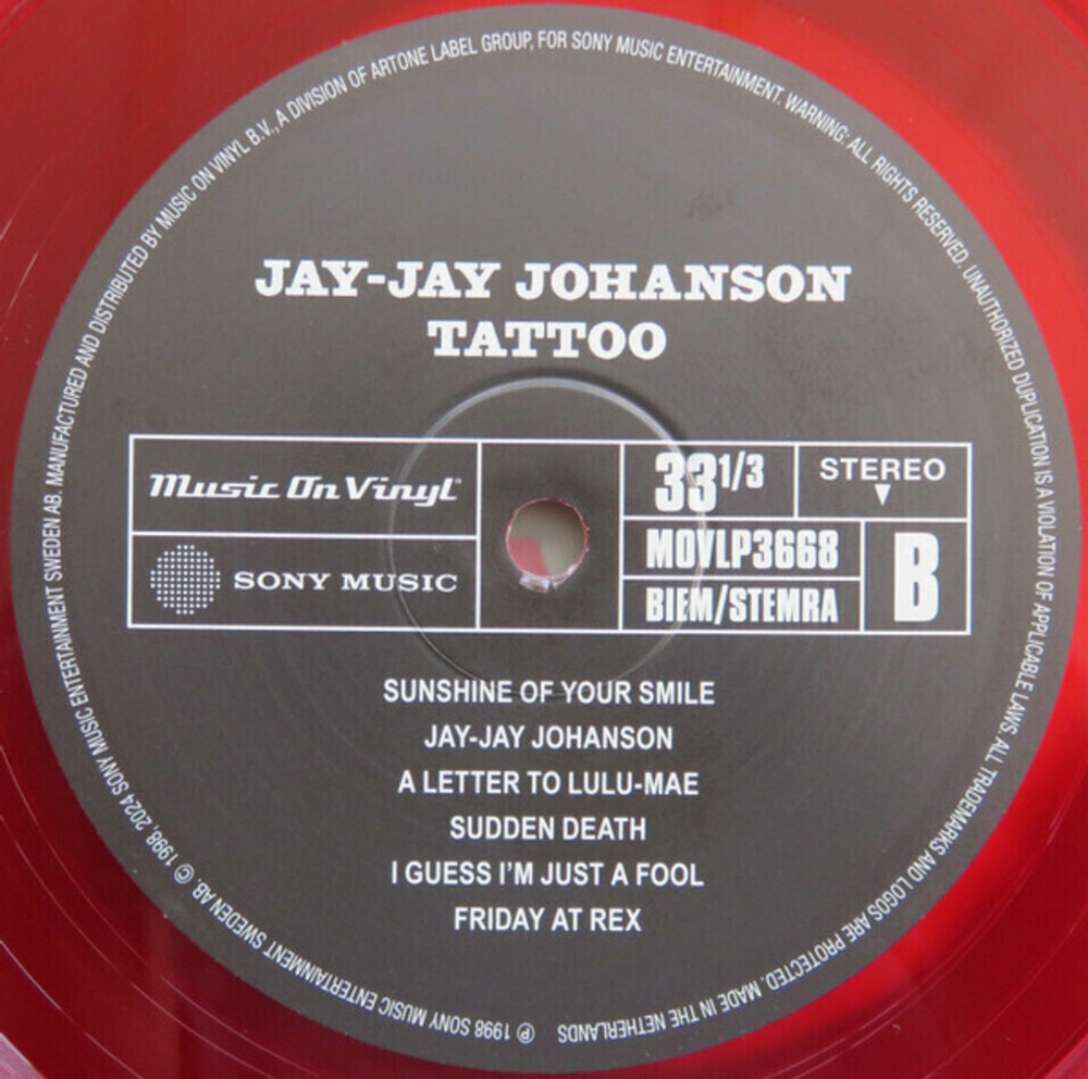 Jay-Jay Johanson / Tattoo (Limited Edition)(Coloured Vinyl)(LP)