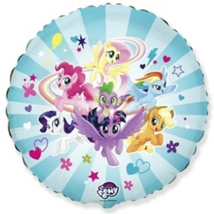 Шар (18"/46 см) Круг, My Little Pony, Дружные Лошадки, Голубой 1 шт.