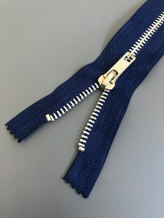 Молния метал, 20см №5 не разъем джинс синий/никель