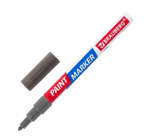 Маркер-краска лаковый, серебро, Brauberg
