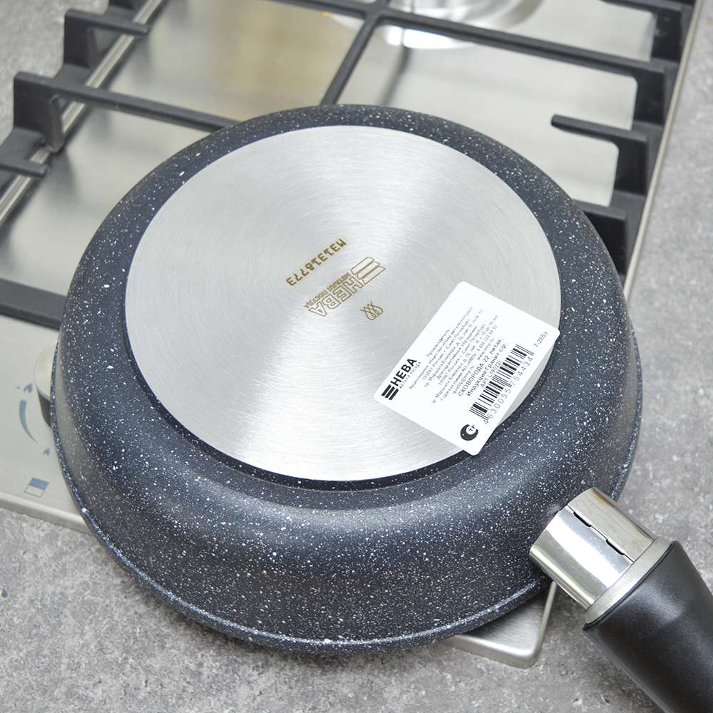 Сковорода 22см литая со съемной ручкой, индукция Гранит, Нева металл посуда