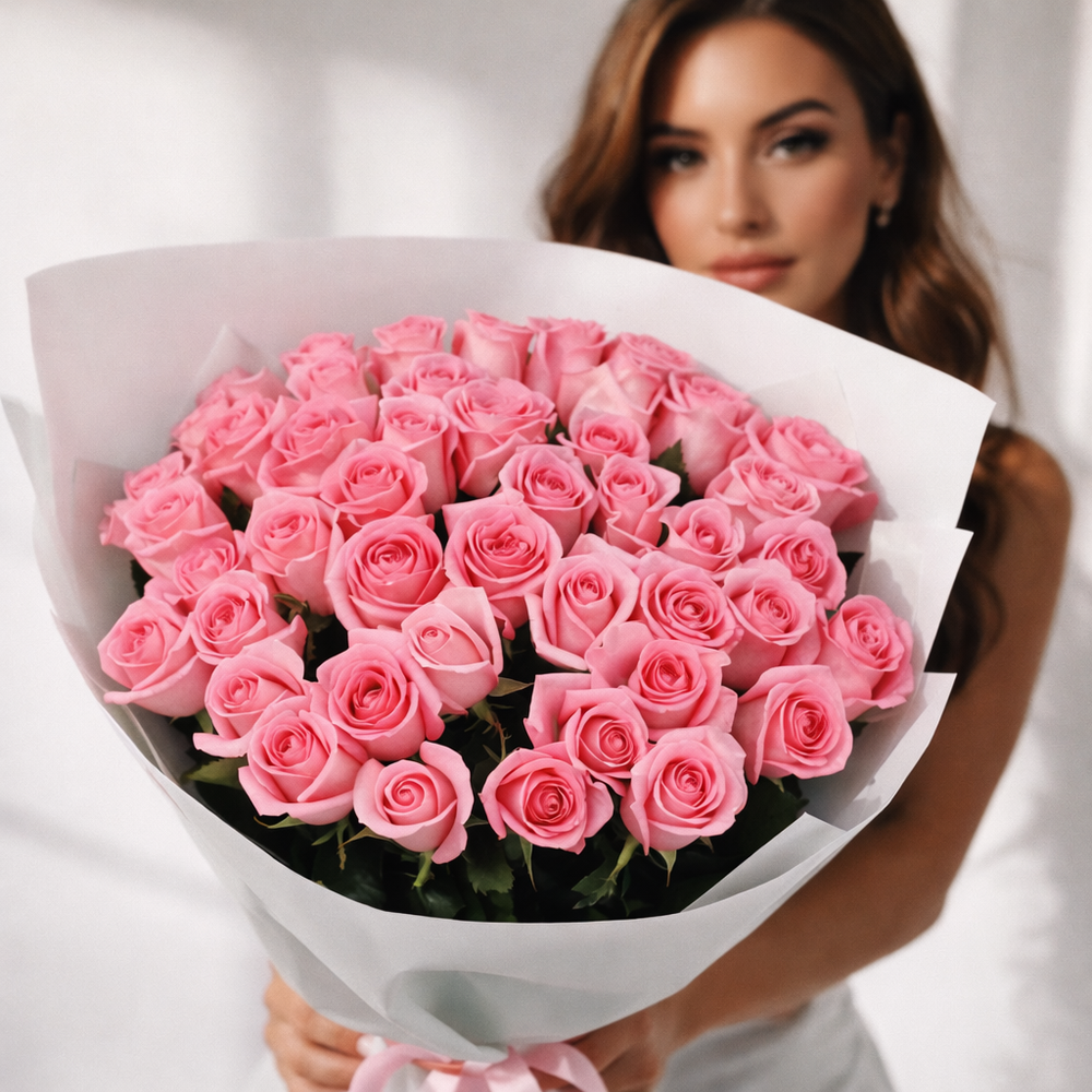 Букет из розовых роз "Revival"