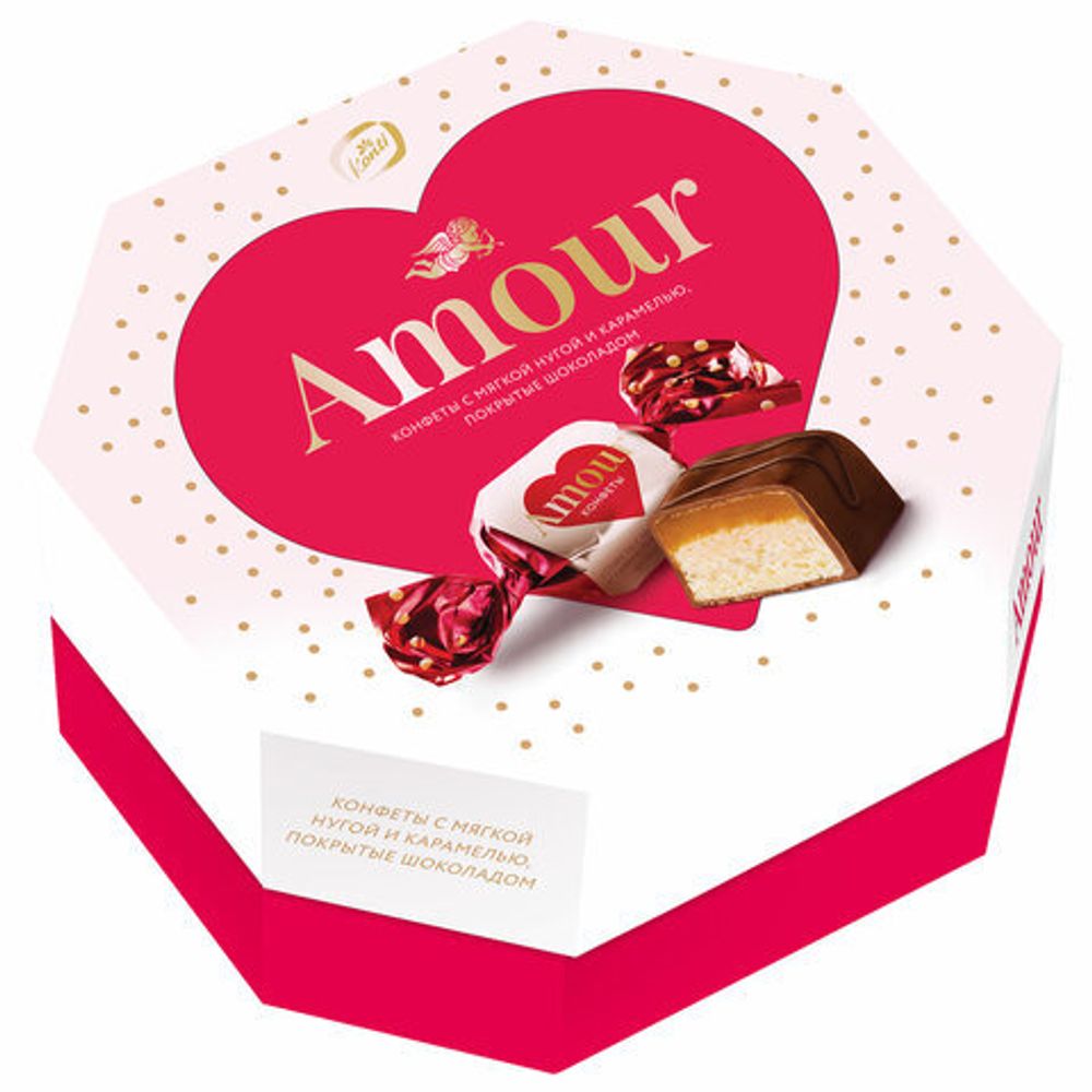 Конфеты глазированные KONTI "Amour" из мягкой нуги и карамели, 150 г, 17322