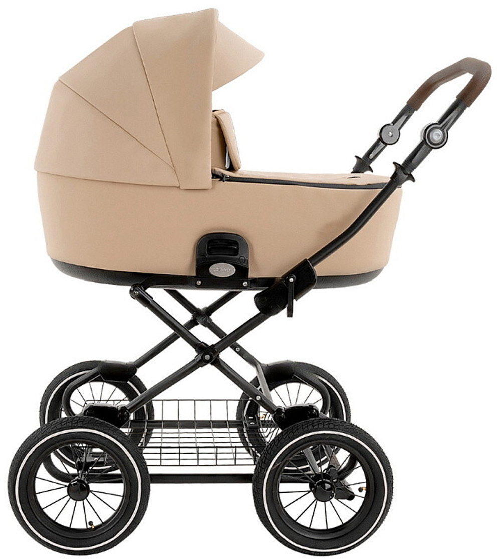 Детская коляска Roan Bass Next Classic Кожа d12 3 в 1 с автокреслом Elo Lux EduSky Black RCL302/1 Caramel