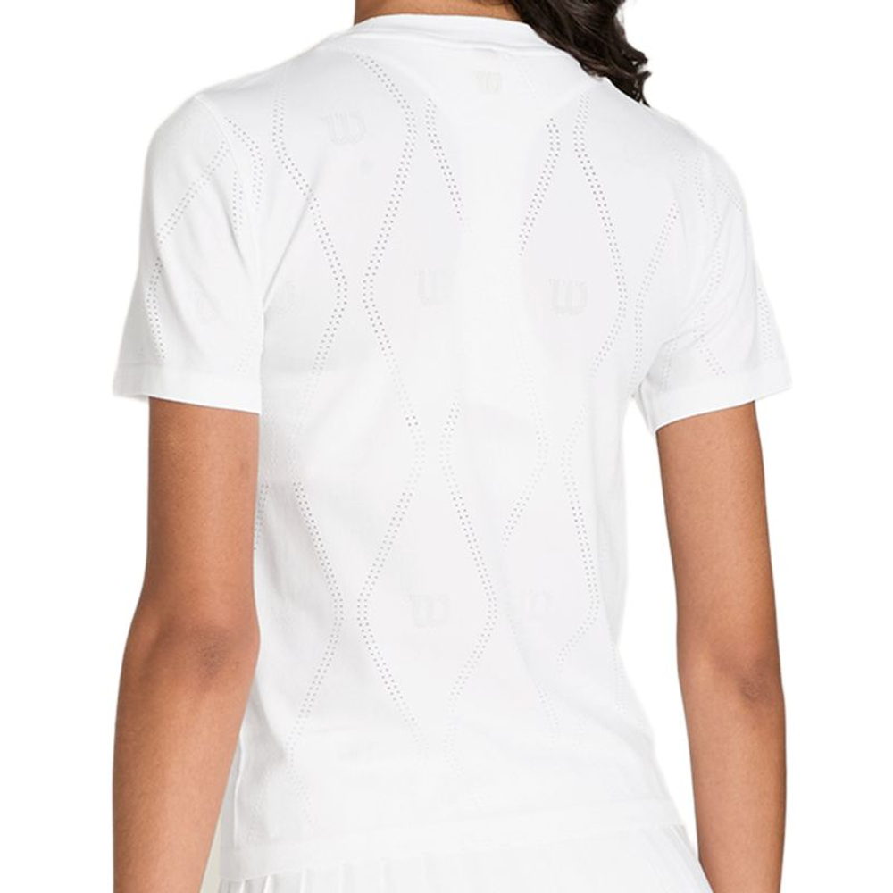 Женская теннисная футболка Wilson Seamless Short Sleeve - bright white