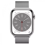 Apple Watch Series 8, 41мм, из стали серебристого цвета, миланский сетчатый браслет