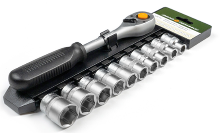 Набор головок 6-гр,с трещеткой 1/2 11прд (10,11,12,13,14,15,17,19,22,24) Дело Техники 6/12