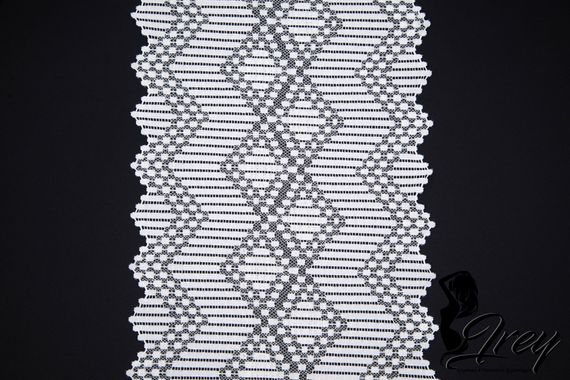 1367 Кружево эластичное 20 см, Италия, геометрия, белый