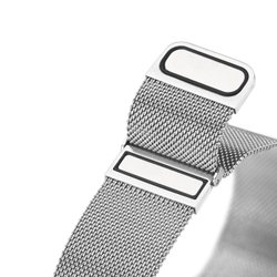 Ремешок из нержавеющей стали серебристого цвета от Dux Ducis для смарт часов Samsung Galaxy Watch 3, 4, 5, 6 и 7 (размер крепления 20мм), серия Milanese Series (миланская петля)