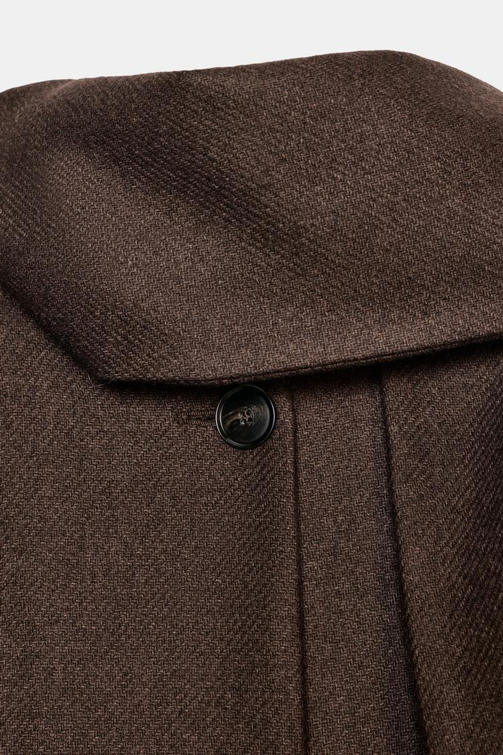 ZARA КОРОТКОЕ ПАЛЬТО ИЗ СМЕСОВОЙ ШЕРСТИ С ШАРФОМ, КОРИЧНЕВЫЙ