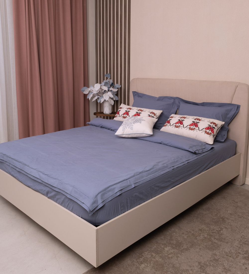 Пододеяльник из варёного хлопка, лазурно-синий