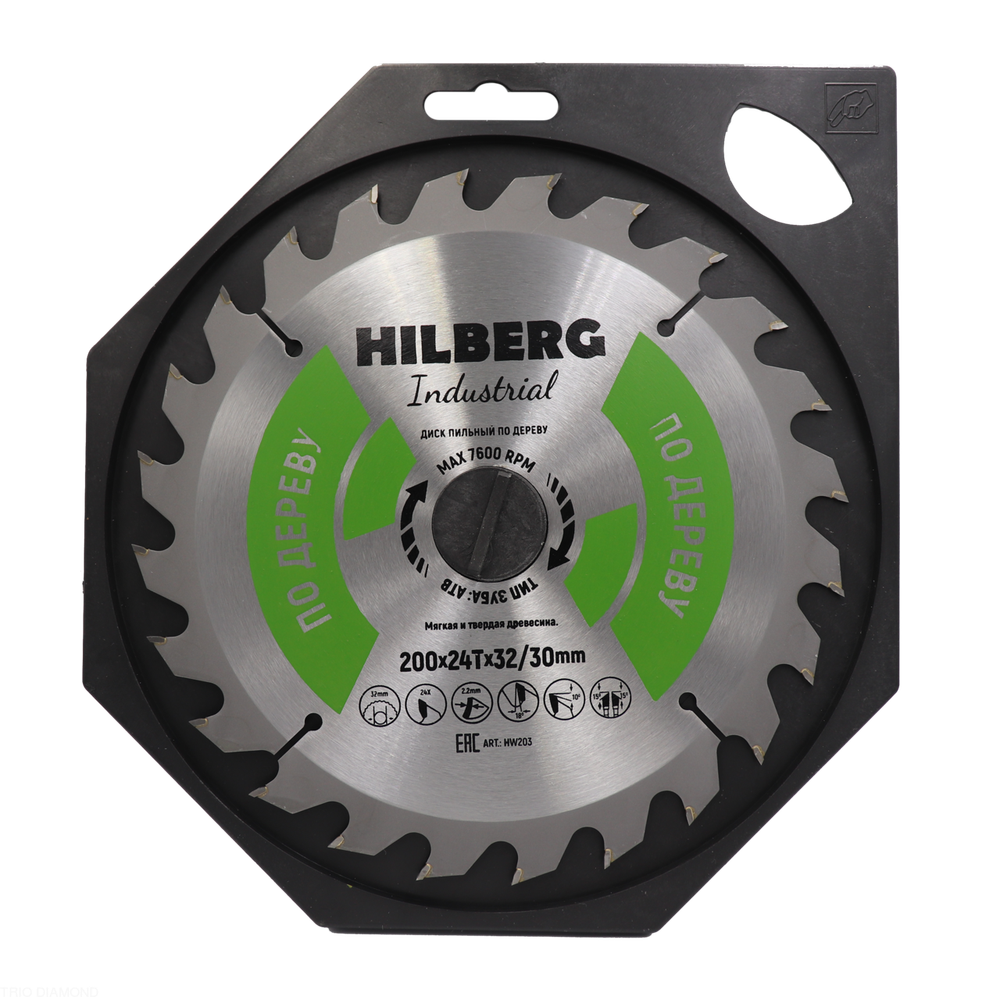 Диск пильный Hilberg Industrial Дерево 200*32/30*24Т HW203