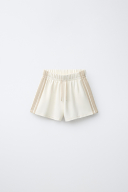 ZARA ШОРТЫ С КОНТРАСТНЫМИ ЛАМПАСАМИ, ЭКРЮ