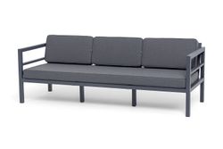 "Эстелья" диван 3-местный, каркас алюминий темно-серый (RAL7024) муар, ткань темно-серая 027